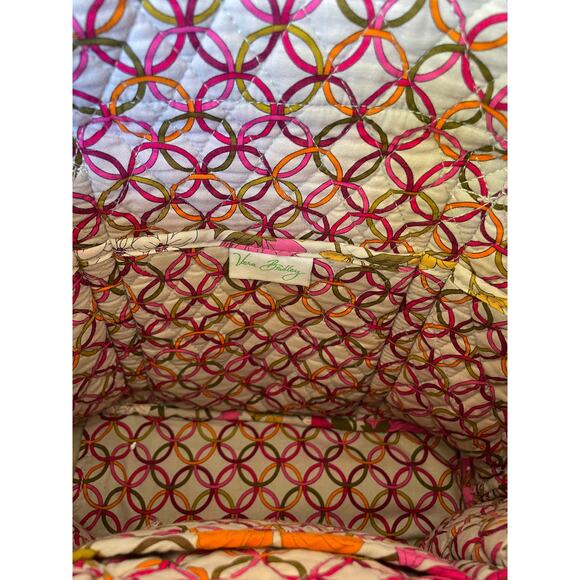 VERA BRADLEY Floral Tote with Coin Purse Wristlet Pink Orange Cottagecore Quilt - Picture 11 of 12
